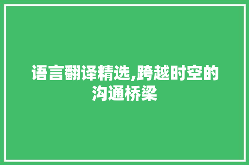 语言翻译精选,跨越时空的沟通桥梁 搜狗SEO