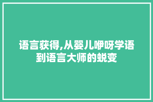语言获得,从婴儿咿呀学语到语言大师的蜕变