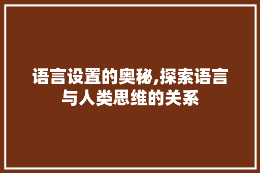 语言设置的奥秘,探索语言与人类思维的关系 百度SEO