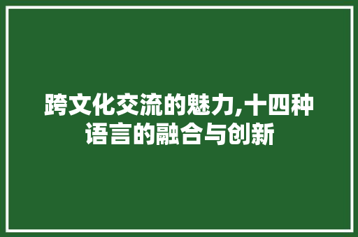 跨文化交流的魅力,十四种语言的融合与创新 必应SEO
