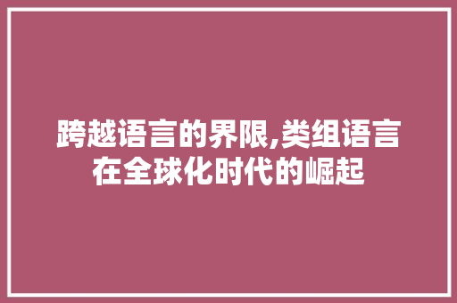跨越语言的界限,类组语言在全球化时代的崛起 神马SEO