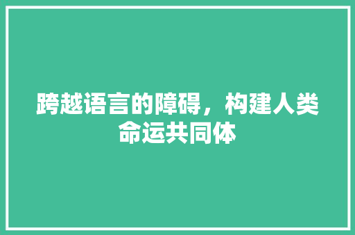 跨越语言的障碍，构建人类命运共同体 搜狗SEO