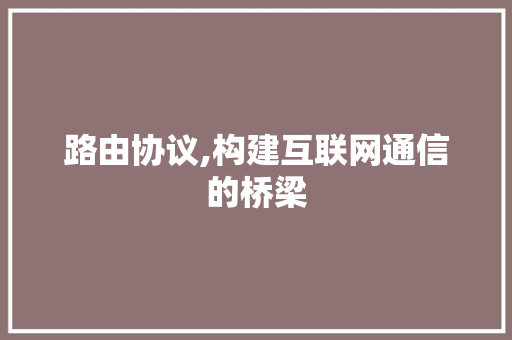 路由协议,构建互联网通信的桥梁 搜狗SEO