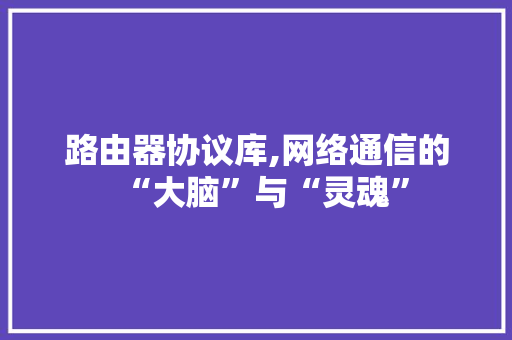 路由器协议库,网络通信的“大脑”与“灵魂” 神马SEO