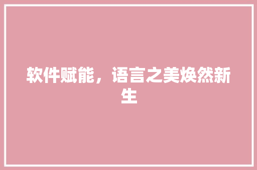 软件赋能，语言之美焕然新生 百度SEO
