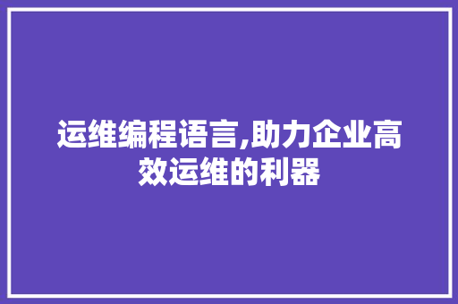 运维编程语言,助力企业高效运维的利器 必应SEO