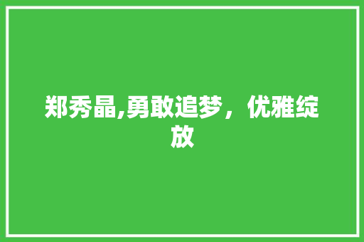 郑秀晶,勇敢追梦，优雅绽放 神马SEO