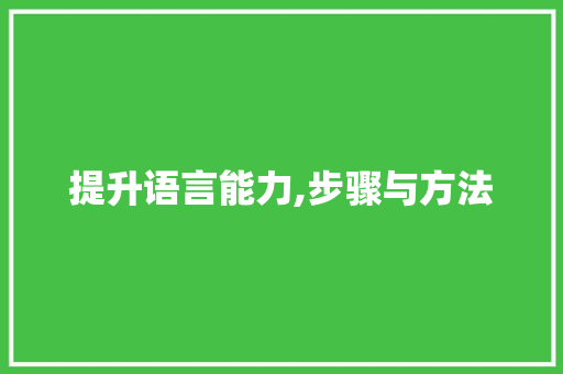 提升语言能力,步骤与方法
