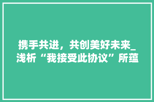 携手共进，共创美好未来_浅析“我接受此协议”所蕴含的深远意义 神马SEO