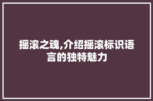 摇滚之魂,介绍摇滚标识语言的独特魅力 搜狗SEO