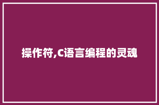 操作符,C语言编程的灵魂 GoogleSEO
