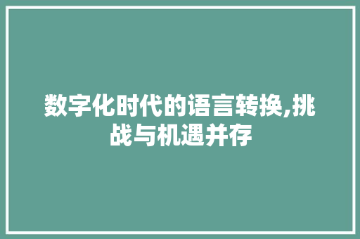 数字化时代的语言转换,挑战与机遇并存 必应SEO