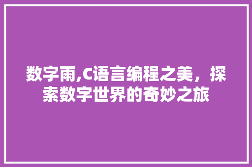 数字雨,C语言编程之美，探索数字世界的奇妙之旅 GoogleSEO