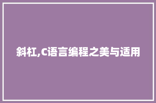 斜杠,C语言编程之美与适用 GoogleSEO