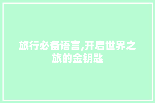 旅行必备语言,开启世界之旅的金钥匙 百度SEO