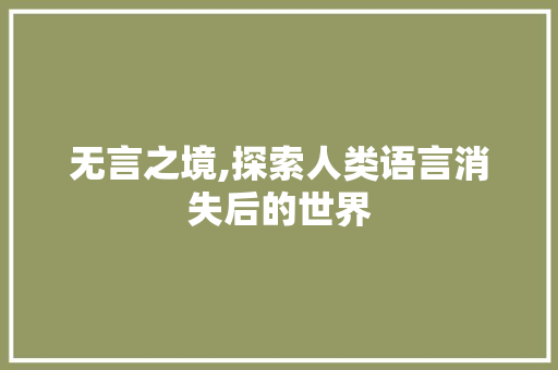 无言之境,探索人类语言消失后的世界 GoogleSEO