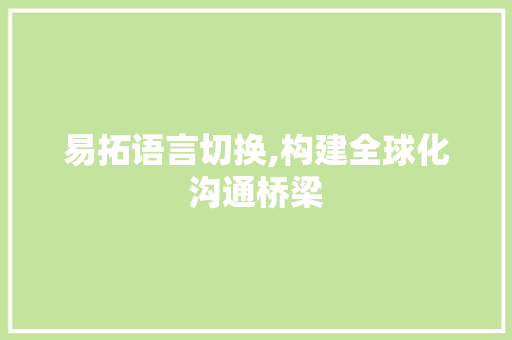 易拓语言切换,构建全球化沟通桥梁 百度SEO