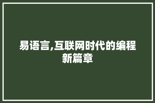 易语言,互联网时代的编程新篇章 百度SEO