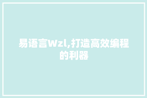 易语言Wzl,打造高效编程的利器 百度SEO