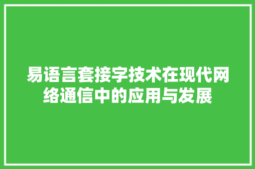 易语言套接字技术在现代网络通信中的应用与发展 必应SEO