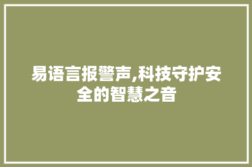 易语言报警声,科技守护安全的智慧之音 神马SEO