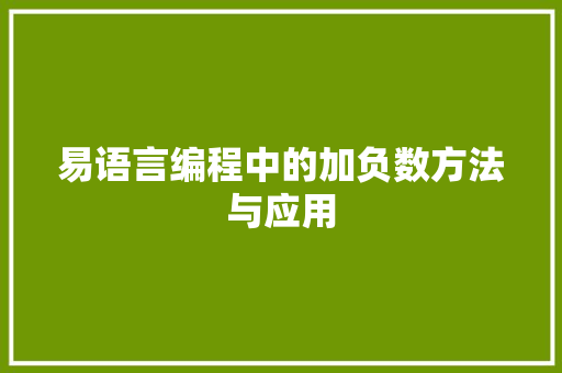 易语言编程中的加负数方法与应用 必应SEO
