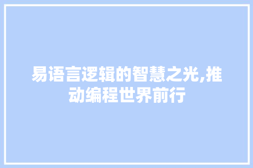 易语言逻辑的智慧之光,推动编程世界前行 必应SEO