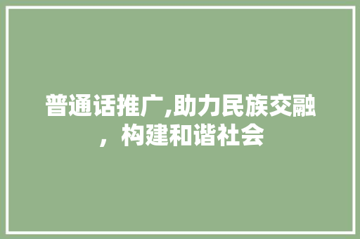 普通话推广,助力民族交融，构建和谐社会 必应SEO
