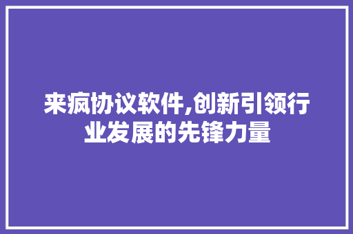 来疯协议软件,创新引领行业发展的先锋力量 神马SEO
