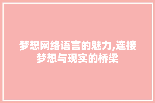 梦想网络语言的魅力,连接梦想与现实的桥梁 百度SEO