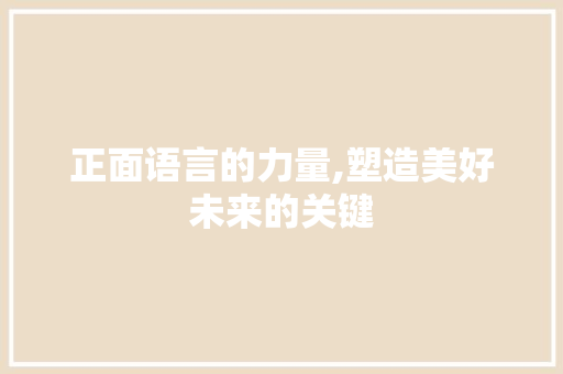 正面语言的力量,塑造美好未来的关键 百度SEO
