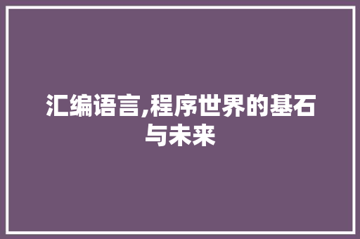 汇编语言,程序世界的基石与未来 GoogleSEO