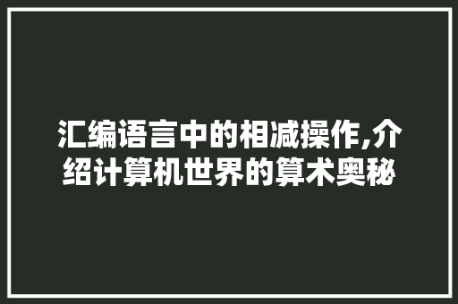 汇编语言中的相减操作,介绍计算机世界的算术奥秘 百度SEO