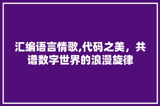 汇编语言情歌,代码之美，共谱数字世界的浪漫旋律 必应SEO