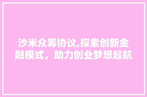 沙米众筹协议,探索创新金融模式，助力创业梦想起航