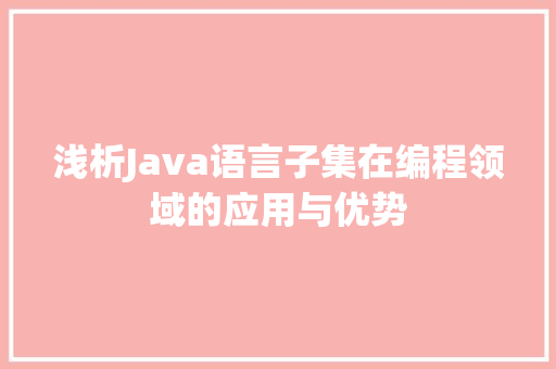 浅析Java语言子集在编程领域的应用与优势 GoogleSEO