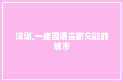 深圳,一座因语言而交融的城市 神马SEO