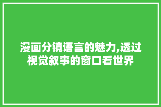漫画分镜语言的魅力,透过视觉叙事的窗口看世界 GoogleSEO