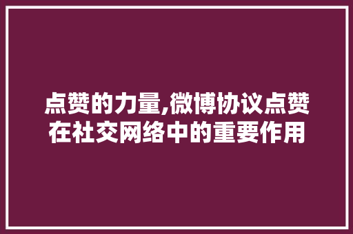 点赞的力量,微博协议点赞在社交网络中的重要作用 神马SEO