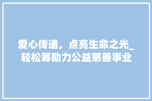 爱心传递，点亮生命之光_轻松筹助力公益慈善事业 百度SEO