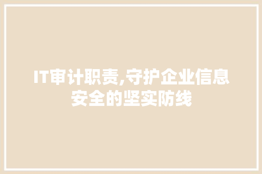 IT审计职责,守护企业信息安全的坚实防线 百度SEO