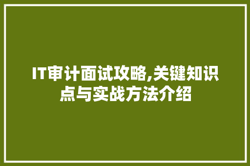 IT审计面试攻略,关键知识点与实战方法介绍 搜狗SEO
