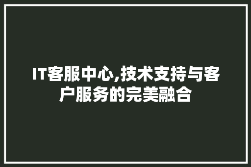 IT客服中心,技术支持与客户服务的完美融合 搜狗SEO