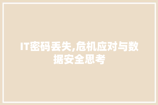 IT密码丢失,危机应对与数据安全思考 GoogleSEO