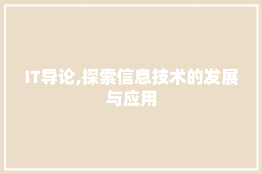 IT导论,探索信息技术的发展与应用