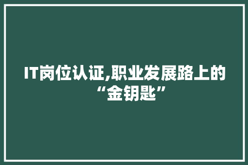 IT岗位认证,职业发展路上的“金钥匙”
