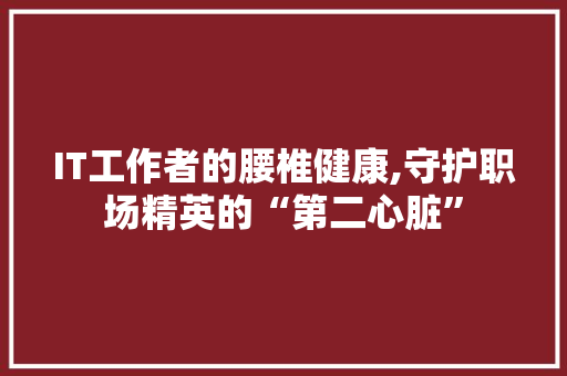 IT工作者的腰椎健康,守护职场精英的“第二心脏” 神马SEO