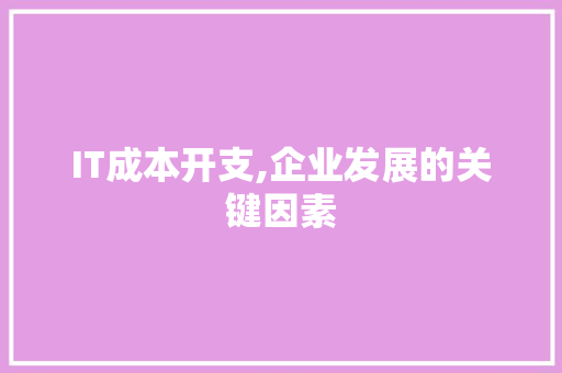 IT成本开支,企业发展的关键因素 必应SEO