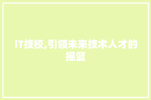 iT技校,引领未来技术人才的摇篮