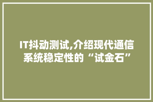 IT抖动测试,介绍现代通信系统稳定性的“试金石” 必应SEO